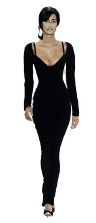 black 90s runway fashion dress