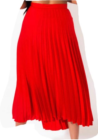 red pleated skirt