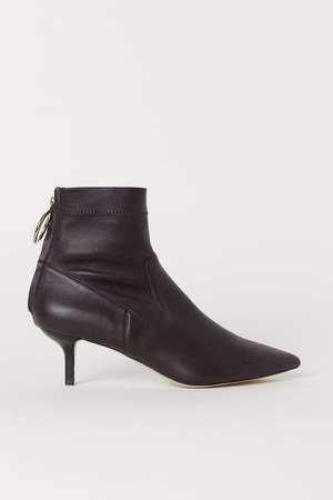 Leather Ankle Boots - Red