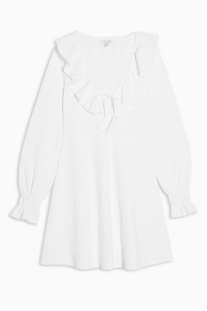 White Crinkle Ruffle Mini Dress | Topshop