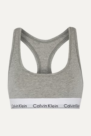 Gray Modern Cotton stretch cotton-blend soft-cup bra | Calvin Klein Underwear | NET-A-PORTER
