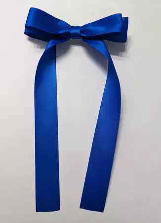Royal Blue Long Satin Hair Bow - Etsy