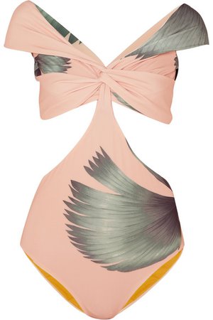 Johanna Ortiz | Palm Beach off-the-shoulder cutout printed swimsuit | NET-A-PORTER.COM