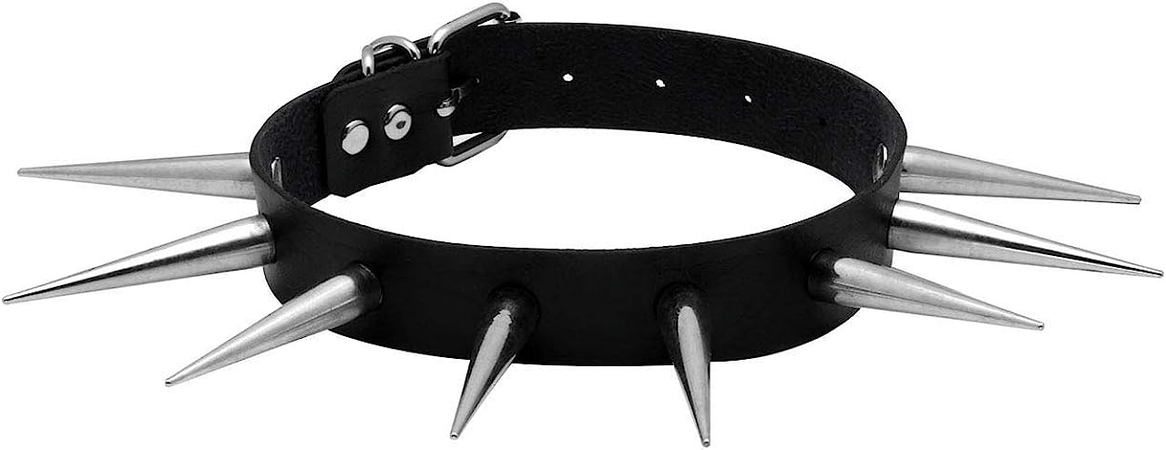 leather choker black choker punk accessories jewelry big spikes