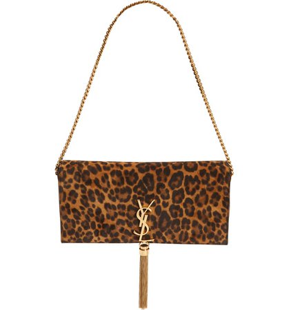 Saint Laurent Kate Leopard Print Calfskin Baguette Bag | Nordstrom