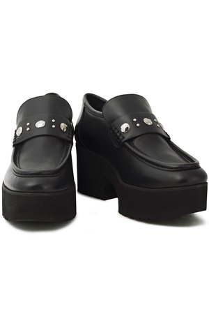 Black Studded leather platform loafers | Sale up to 70% off | THE OUTNET | MAJE | THE OUTNET