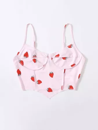Asymmetrical Hem Strawberry Cami Top | SHEIN USA