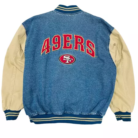 San Francisco 49ers Denim Varsity Jacket - Large