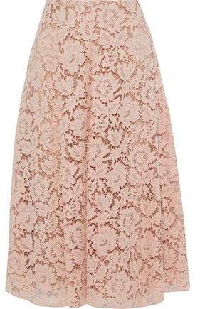 Cotton-blend Corded Lace Midi Skirt