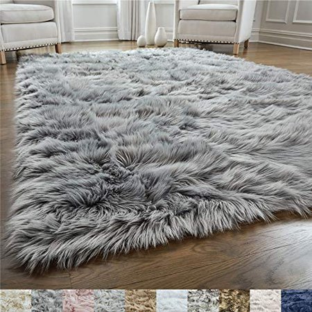 Amazon.com: GORILLA GRIP Original Premium Faux Fur Area Rug, 2x4, Softest, Luxurious Shag Carpet Rugs for Bedroom, Living Room, Luxury Bed Side Plush Carpets, Rectangle, Grey: Kitchen & Dining