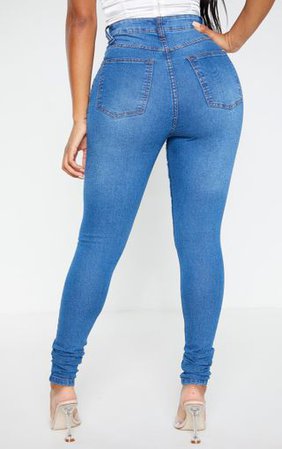 Shape Mid Wash High Waist Stretch Skinny Jeans | PrettyLittleThing