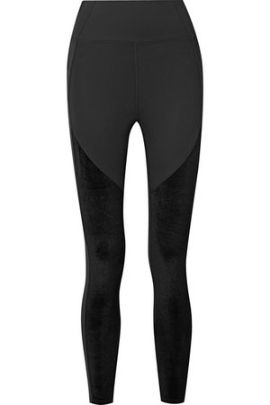 Heroine Sport | Shadow velvet-paneled stretch leggings | NET-A-PORTER.COM