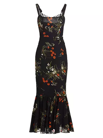 Shop Reformation Irisa Floral Fluted Midi-Dress | Saks Fifth Avenue