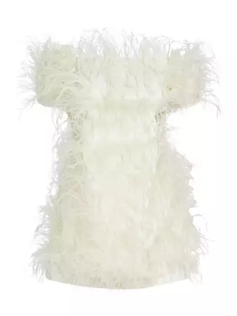 Shop Cult Gaia Yolanda Off-The-Shoulder Feather Minidress | Saks Fifth Avenue