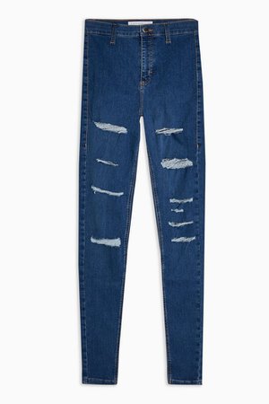 Mid Blue Rip Belt Loop Super Skinny Jeans | Topshop