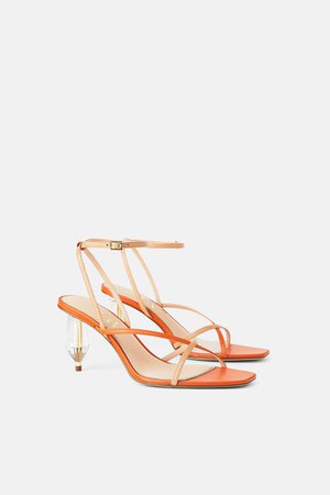 LEATHER SANDALS WITH GEOMETRIC METHACRYLATE HEELS - View all-SHOES-WOMAN-SALE | ZARA United States
