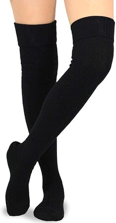 Amazon.com: TeeHee Women's Fashion Over the Knee High Socks - 3 Pair Combo (Cable Cuff Basic Combo): Clothing