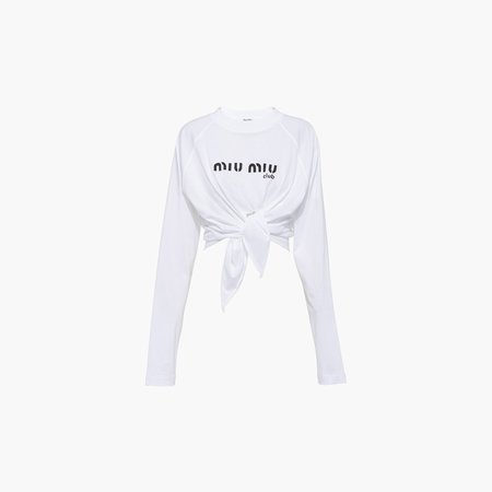 Long-sleeved jersey T-shirt White | Miu Miu