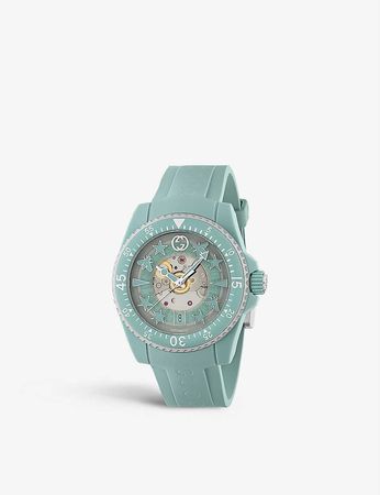 GUCCI YA136344 Dive recycled-steel and rubber automatic watch |