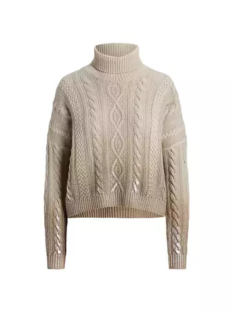 Shop Ralph Lauren Collection Cashmere Cable-Knit Turtleneck Sweater | Saks Fifth Avenue