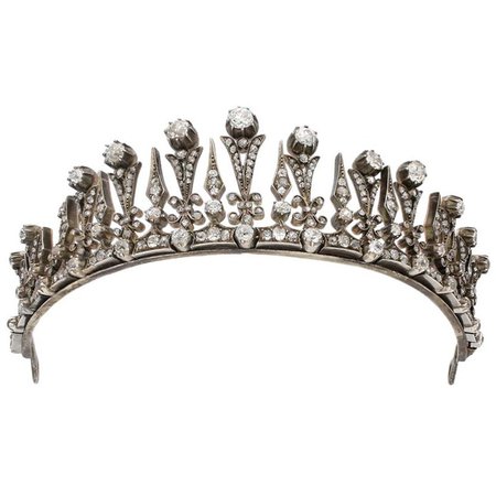 Antique Diamond Necklace/Tiara, French, circa 1890 For Sale at 1stdibs