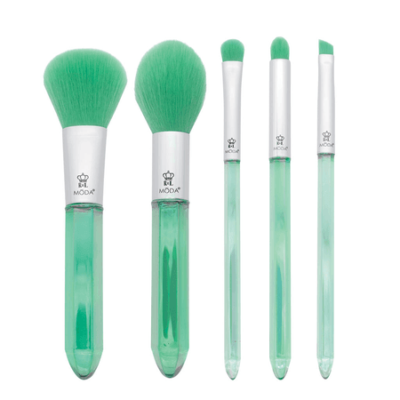Green makeup brushes