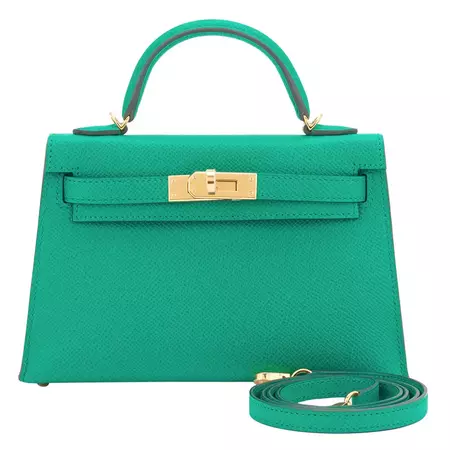 Hermes Mini Kelly 20cm Vert Jade VIP Epsom Gold Shoulder Bag, Z Stamp, 2021 For Sale at 1stDibs | vert jade mini kelly, hermes mini kelly vert jade, green mini kelly