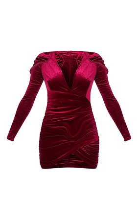 Black Velvet Draped Sleeve Wrap Bodycon Dress | PrettyLittleThing USA
