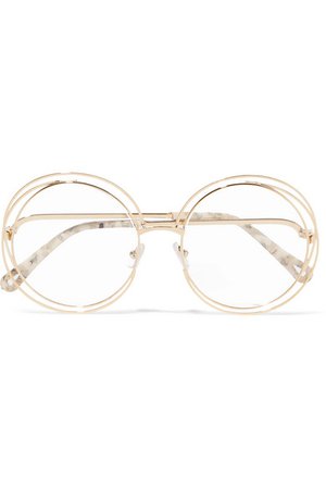Chloé | Carlina round-frame gold-tone optical glasses | NET-A-PORTER.COM