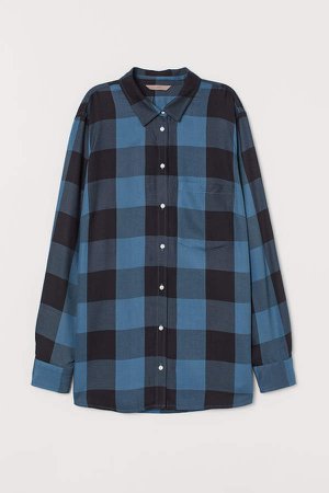 H&M+ Plaid Cotton Shirt - Blue