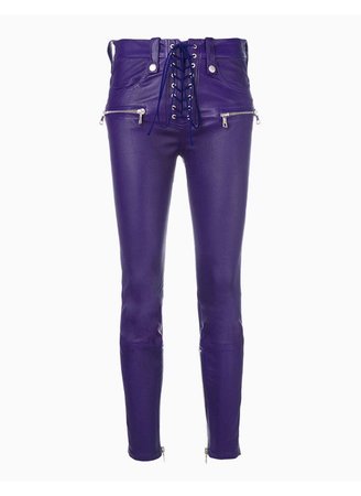 purple lace up pants y2k faux leather