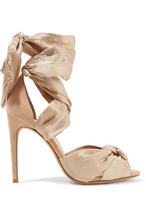 Katherine knotted silk-satin and suede sandals | ALEXANDRE BIRMAN | Sale up to 70% off | THE OUTNET