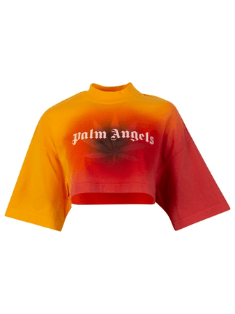 PALM ANGELS X The Webster Degradé Cropped Tee Red And Yellow  $575