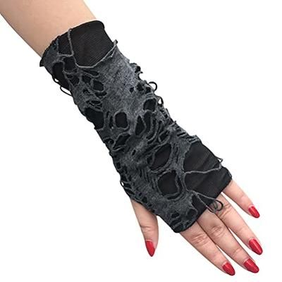 HeiBai Xiong Gothic Gloves For Women Fairy Grunge Goth Arm Warmers Fingerless Ripped Glove Y2k Punk - Yahoo Shopping