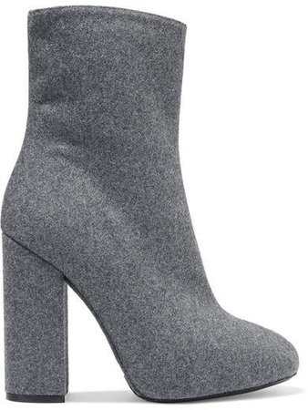 Wool And Silk-blend Felt Ankle Boots - Gray