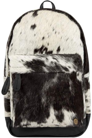 MAHI Leather - Classic Cowhide Leather Backpack Rucksack In Black & White