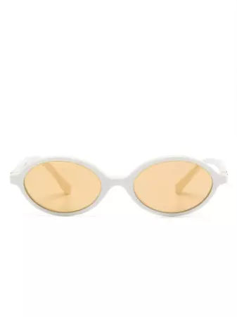 Miu Miu Eyewear logo-plaque oval-frame Sunglasses - Farfetch
