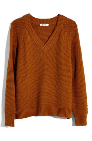 Madewell Arden V-Neck Pullover Sweater brown