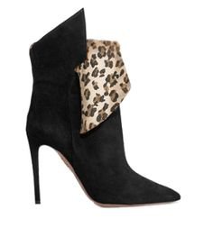 Aquazzura Night Fever Calf Hair-Trimmed Suede Ankle Boots
