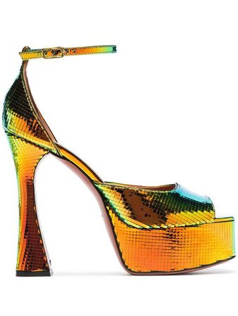 Amina Muaddi Multicoloured Bianca 140 platform leather sandals
