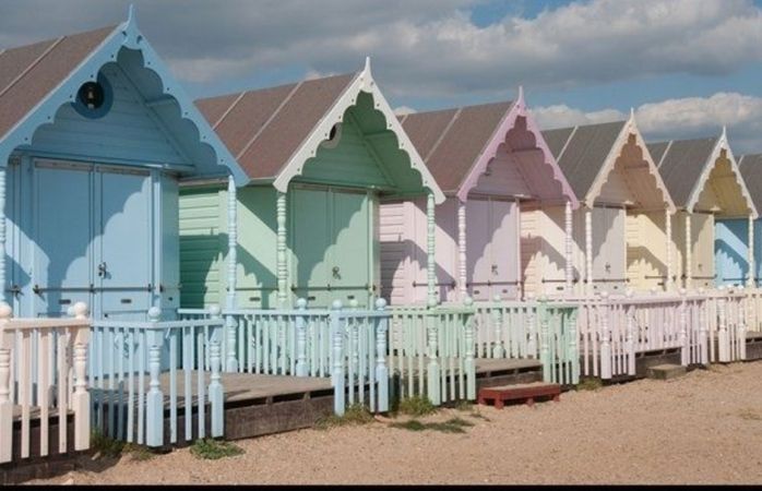 pastel Beach huts