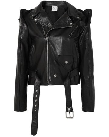 Lyst - Vetements Convertible Leather Biker Jacket in Black
