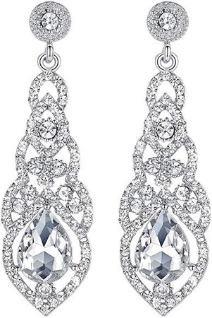 Amazon.com: mecresh Bridal Wedding Crystal Rhinestone Dangle Earrings for Women Valentine's Day Gift: Jewelry