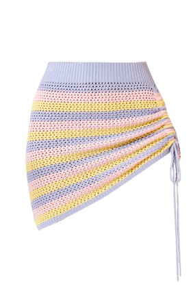 Baby Pink Stripe Crochet Ruched Mini Skirt | PrettyLittleThing CA