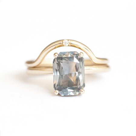 Mociun Bicolor Sapphire Solitaire Ring With Band - Mociun