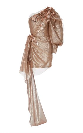 One Shoulder Embroidered Floral Sleeveless Dress by Oscar de la Renta | Moda Operandi