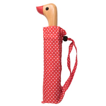 Susino Duck Folding Umbrella - Red Dotty - Brolliesgalore
