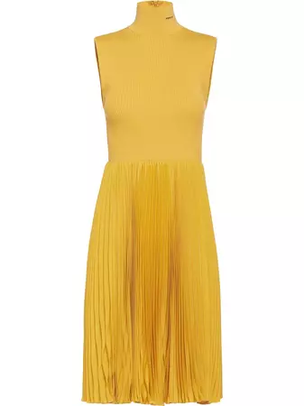 Prada ribbed-knit Pleated Short Dress - Farfetch