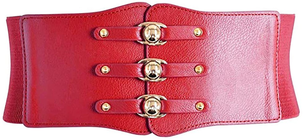 Nanxson Womens Elastic Wide Waist Band Tied Waspie Corset Obi Waist Belt PDW0077 (red) at Amazon Women’s Clothing store