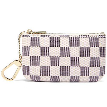 Daisy Rose - Daisy Rose Luxury Zip Checkered Key Chain pouch | PU Vegan Leather Mini Coin Purse Wallet with clasp - Walmart.com - Walmart.com